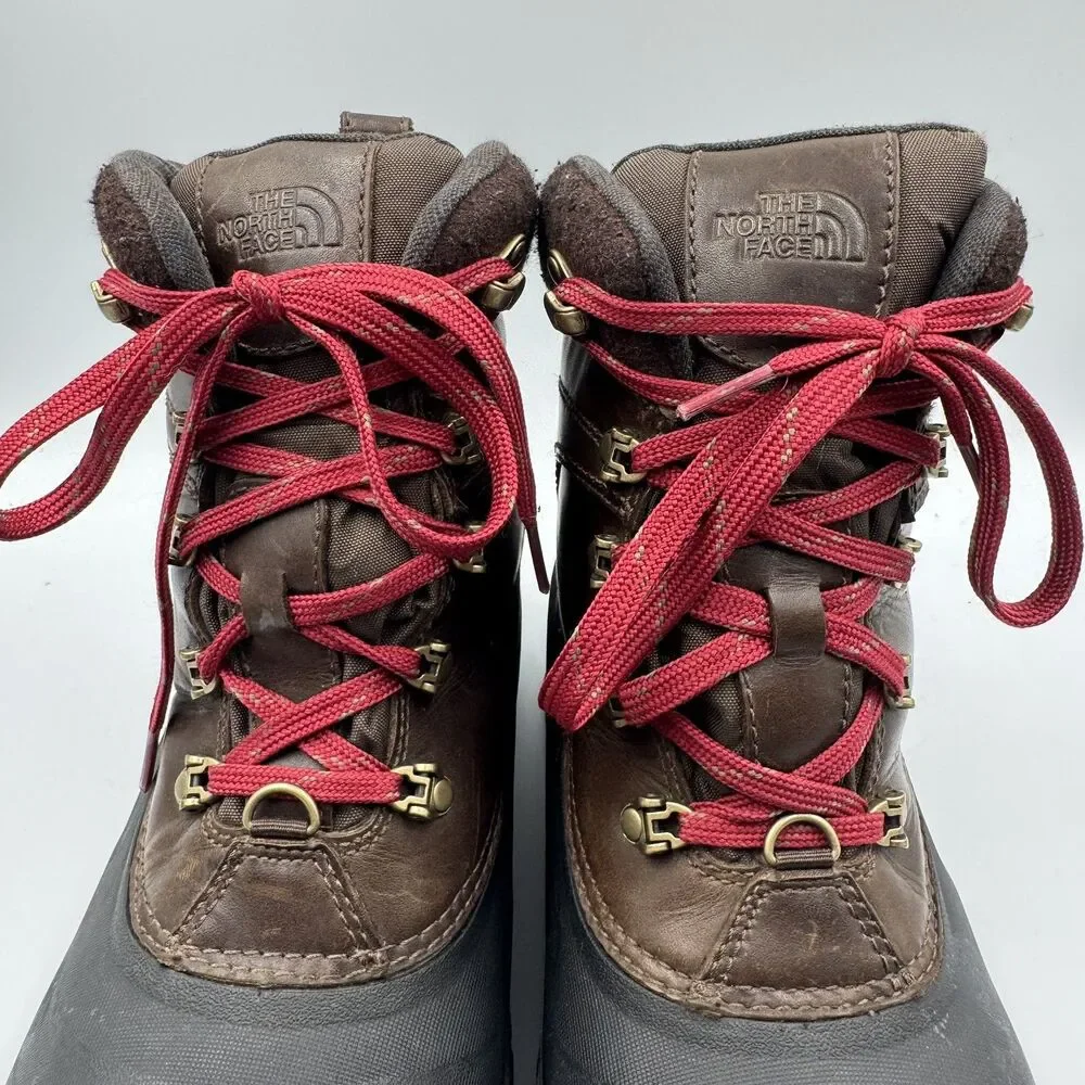 The North Face Chilkat II Luxe Waterproof Winter Boots Men Size 9 Brown Leather